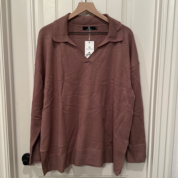 NWT Nutmeg Lillusory V-Neck Collared Sweater XL - Picture 4 of 16